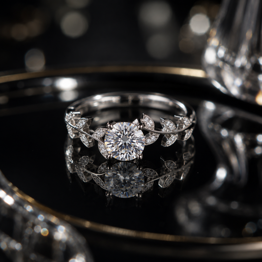 Elysian Laurel Moissanite Ring in 925 sterling silver with 1 carat moissanite stone