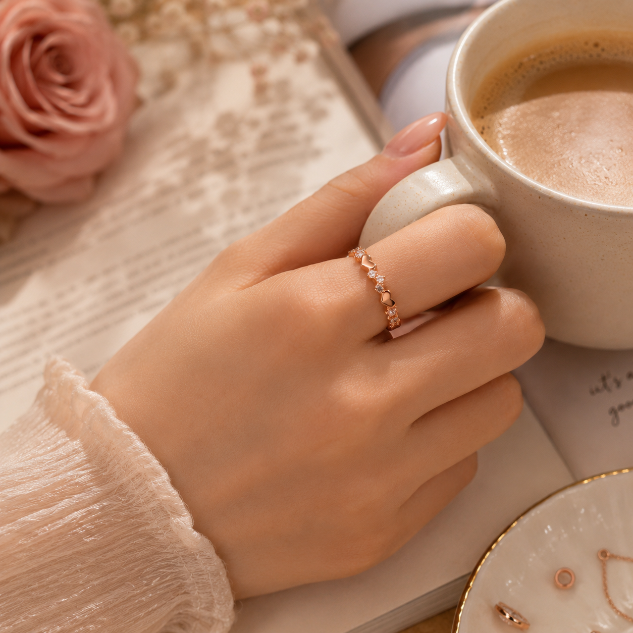 Rosalie Heart Zircon Ring styled for everyday elegance and romantic charm